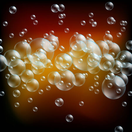 transparent soap bubbles on an orange backgroundのイラスト素材