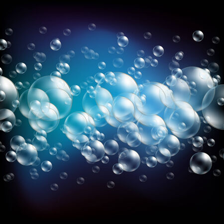  soap bubbles on a blue backgroundのイラスト素材