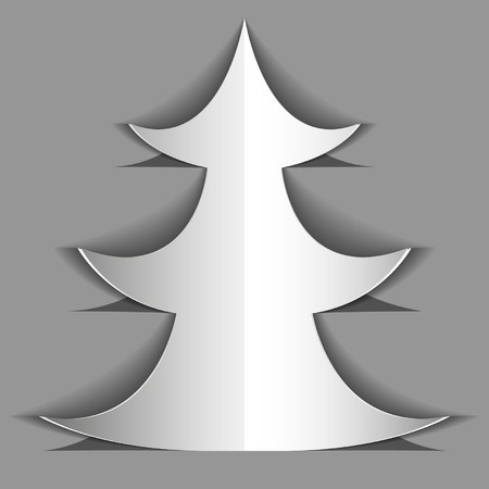 paper Christmas tree on a gray backgroundのイラスト素材