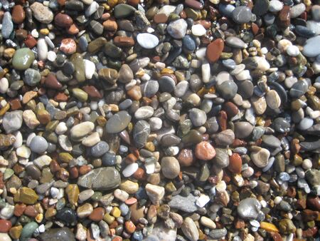 color round stones on a beachの写真素材