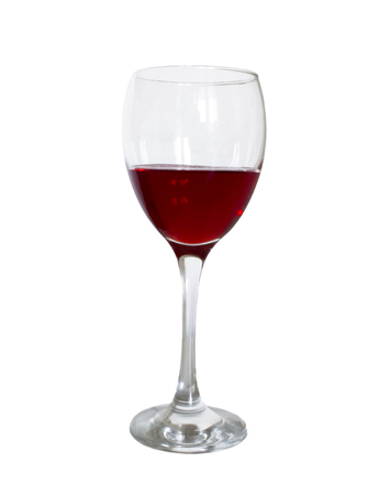 one glass of red wine on a white backgroundの写真素材