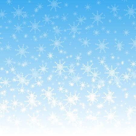 white snowflakes fly in the blue skyのイラスト素材