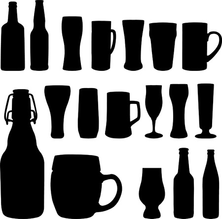beer bottles and glasses - vectorのイラスト素材