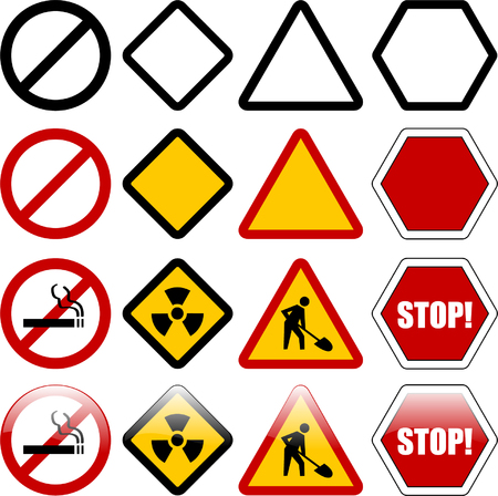 shapes for warning and restriction signs - vectorのイラスト素材