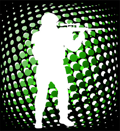 soldier on the abstract halftone background - vectorのイラスト素材