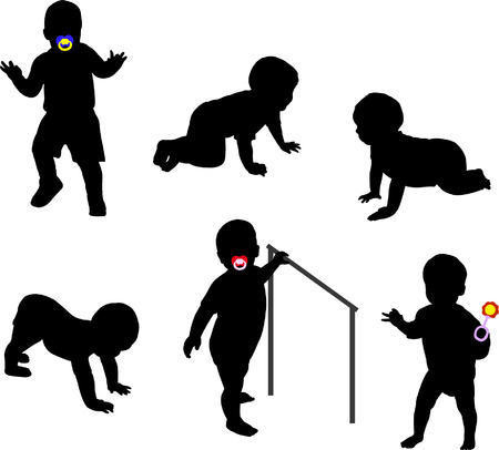 babies silhouettesのイラスト素材