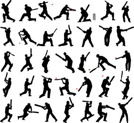 big collection of cricket players のイラスト素材