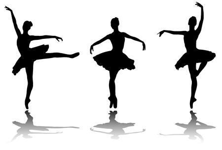 elegant ballerinas silhouettes - vector