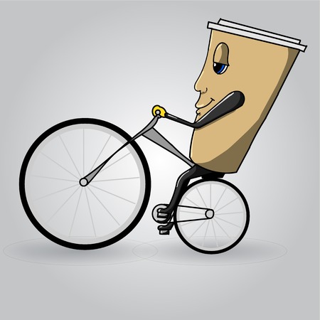 Hipster coffee cup to go on bicycleのイラスト素材