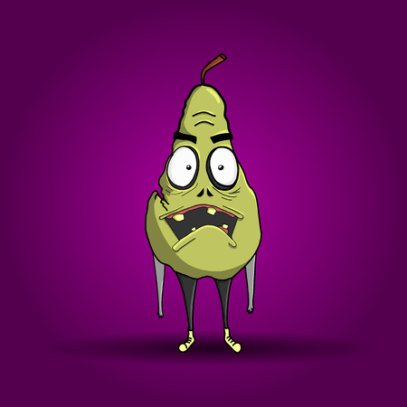 Pear zombie fruit character. Hand drawnのイラスト素材