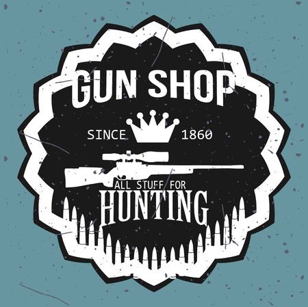 Gun shop types and badgesのイラスト素材