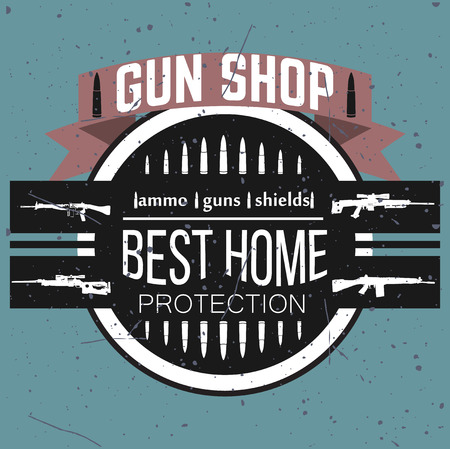 Gun shop types and badgesのイラスト素材
