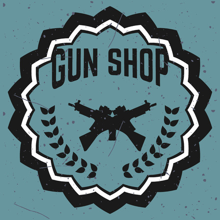 Gun shop types and badgesのイラスト素材