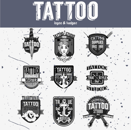 Homemade tattoo and badges vector setのイラスト素材