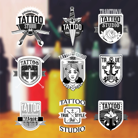 Homemade tattoo and badgesのイラスト素材