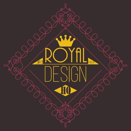 Flourishes calligraphic monogram emblem template. Luxury elegant frame ornament line  design illustration. Good for Royal sign, Restaurant, Boutique, Cafe, Hotel, Heraldic, Jewelry, Fashionのイラスト素材