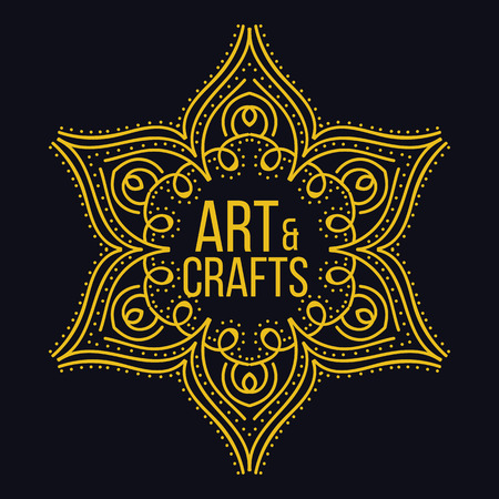 Ethnic logotype decorative element. Hand drawn elegant lineart logo design element. vector illustration. Islam, Arabic, Indian, ottoman motifs.のイラスト素材