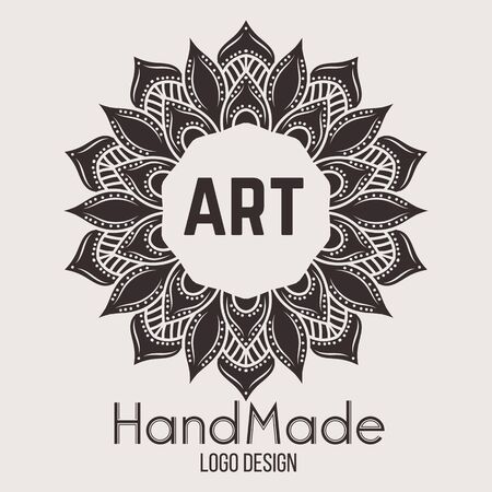 Ethnic logotype decorative element. Hand drawn elegant lineart logo design element. vector illustration. Islam, Arabic, Indian, ottoman motifs.のイラスト素材