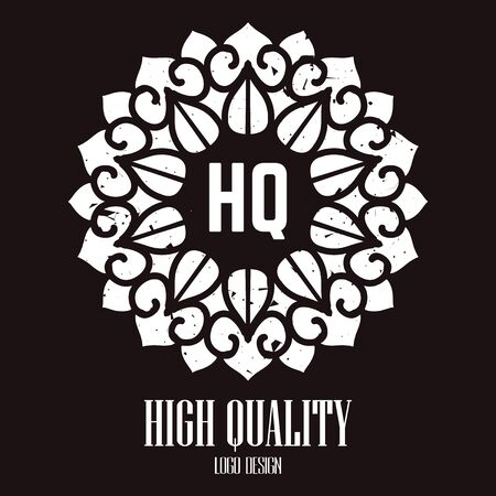 Ethnic logotype decorative element. Hand drawn elegant lineart logo design element. vector illustration. Islam, Arabic, Indian, ottoman motifs.のイラスト素材