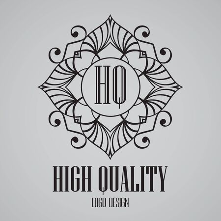 Simple monogram design template. Elegant frame ornament line design. Good for Restaurant, Boutique, Hotel, Heraldic, Jewelry.のイラスト素材