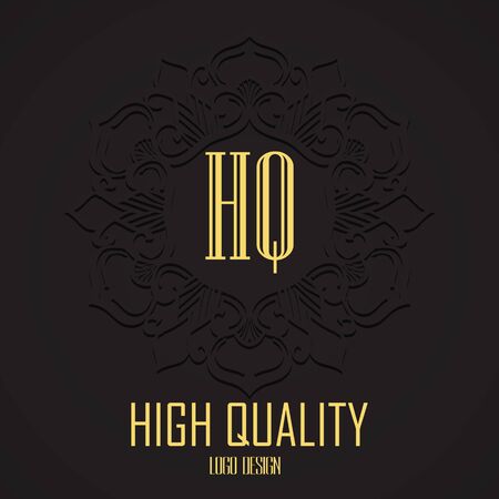 Golden elegant monogram with letter N. Template design for monogram, label, logo, emblem. Vector illustration.のイラスト素材