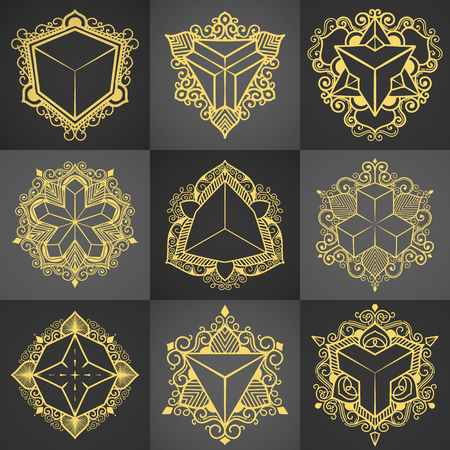 Template design for monogram, label in overlapped style. Vector illustration.のイラスト素材