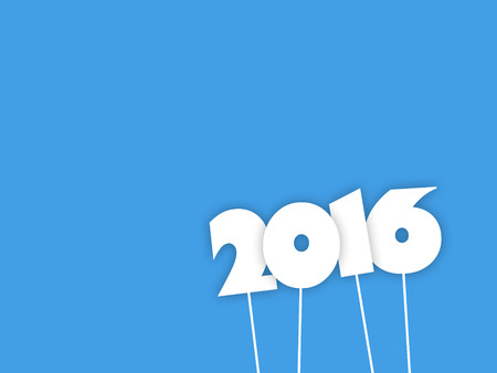 2016 as papercut on a colorfull backgroundの写真素材
