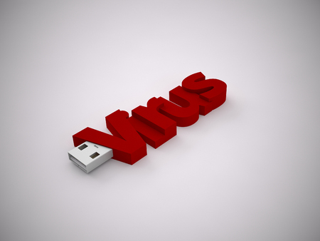 a 3d rendering usb stick on a grey backgroundの写真素材