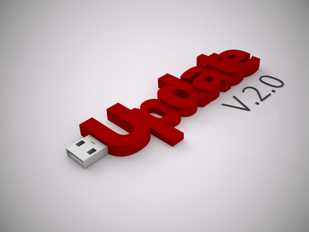 a 3d rendering usb stick on a grey backgroundの写真素材