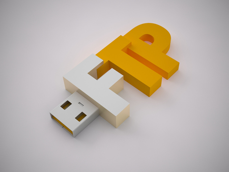 a 3d rendering usb stick on a grey background