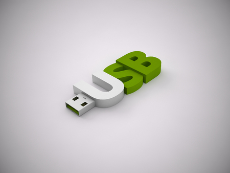 a 3d rendering usb stick on a grey background