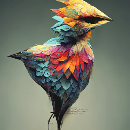 A fractal 3d image of a praying birdの写真素材
