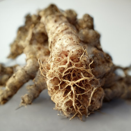 A close up of a 3d render ginger rootの写真素材
