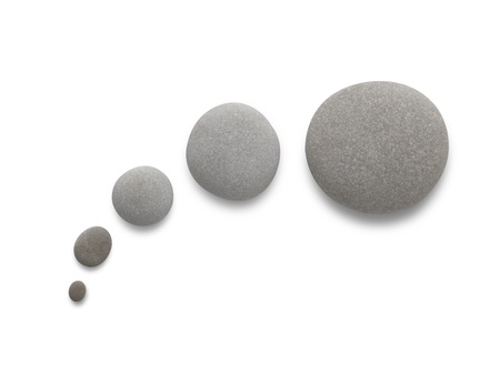 Thinking baloon with pebbles on white backgroundの写真素材