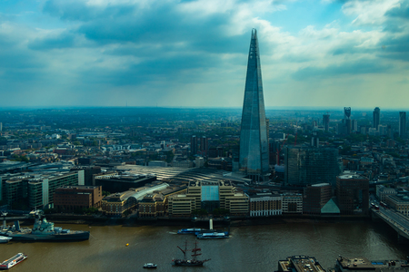 London, United Kingdom - May 23, 2018: An aerial view of Shard and London from the Sky Gardenのeditorial素材