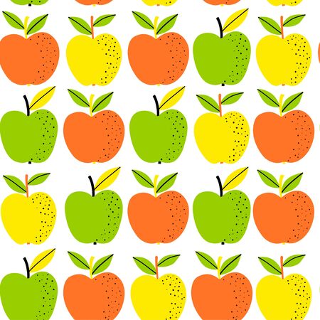 Apple fruit seamless pattern, abstract repeated background. For paper, cover, fabric, gift wrap, wall art, interior decor. Simple surface pattern design.のイラスト素材
