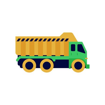 Tipper colorful illustration. Commercial truck icon, graphic symbol isolated on white. Side view.のイラスト素材