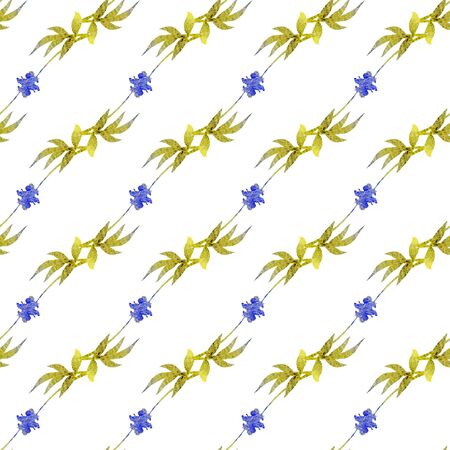 Floral seamless pattern. Watercolor repeated  design made of hand painted herbs and branches.の写真素材