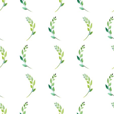 Floral seamless pattern. Watercolor repeated  design made of hand painted herbs and branches.の写真素材