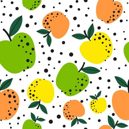 Apple fruit seamless pattern, abstract repeated background. For paper, cover, fabric, gift wrap, wall art, interior decor. Simple surface pattern design.のイラスト素材