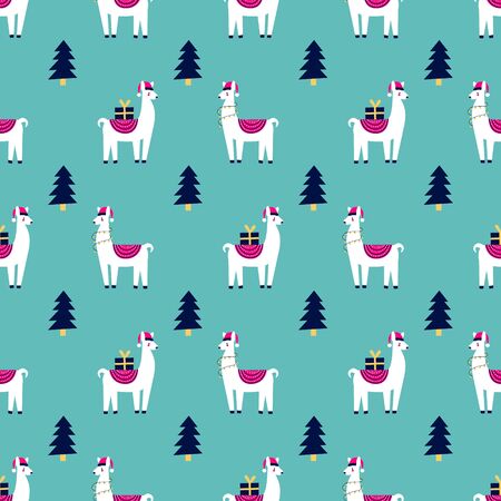Christmas seamless pattern. Winter holidays repeatable background. Vector illustration.のイラスト素材