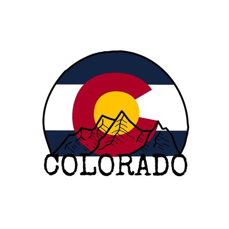 Colorado symbol with mountain line drawing. Vector sketch illustrationのイラスト素材