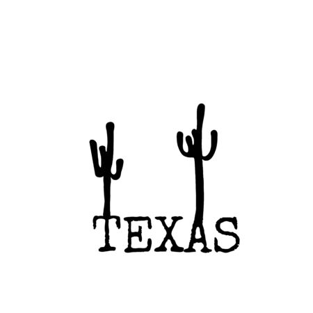 Texas symbol line drawing with cactus silhouette. Vector sketch illustration isolated on white.のイラスト素材