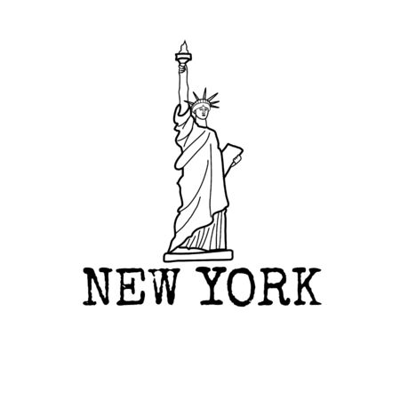 The Statue of liberty. New York simbol. Line drawing. Vector sketch illustration isolated on white.のイラスト素材