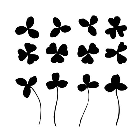 Clover leaf silhouette drawing. Symbol for St. Patricks Day and luck. Vector illustration isolatedのイラスト素材