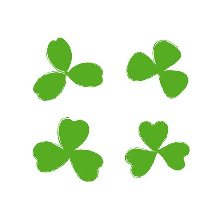 Clover leaf plant icon set. Symbol for St. Patricks Day and luck. Vector illustration isolatedのイラスト素材