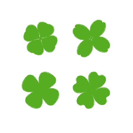 Clover leaf plant icon set. Symbol for St. Patricks Day and luck. Vector illustration isolatedのイラスト素材