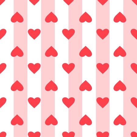 Heart pattern. Love seamless striped background. Great for Valentines Day, wedding. Vector repeated design. Cartoon flatのイラスト素材