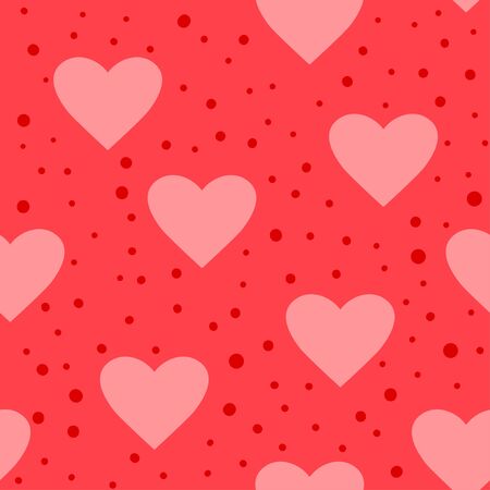 Heart pattern. Love seamless dotted background. Great for Valentines Day, wedding. Vector repeated design. Cartoon flatのイラスト素材