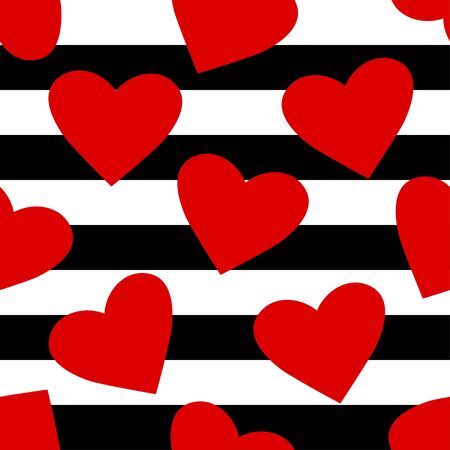 Heart pattern. Love seamless striped background. Great for Valentines Day, wedding. Vector repeated design. Cartoon flatのイラスト素材